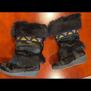 TECNICA Womens Black Goat Hair Winter Boots Size 6 / size 37 made in Italy